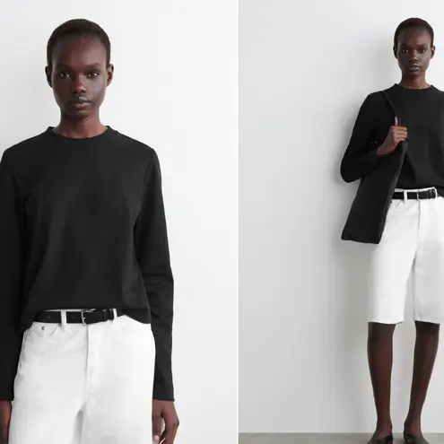 COS Black Long Sleeve Crewneck Top Waist Length XS