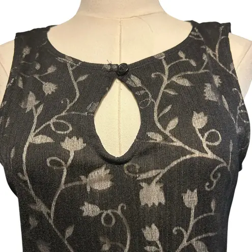 Saint Tropez West VTG Dress SZ 8 Sheer Overlay Lace Floral Black Sleeveless USA