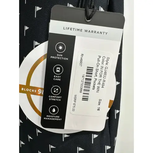 Tail Shorts Women 16 NWT Black Printed In For The Win 18" Pull On Pockets Golf