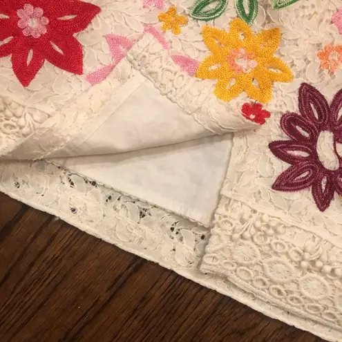 Anthropologie MAEVE  Ayaka Lace Cream Embroidered Floral Pencil Skirt Sz 6