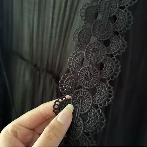 Ramy Brook Raelynn Black Lace Trip Swim Coverup Kimono