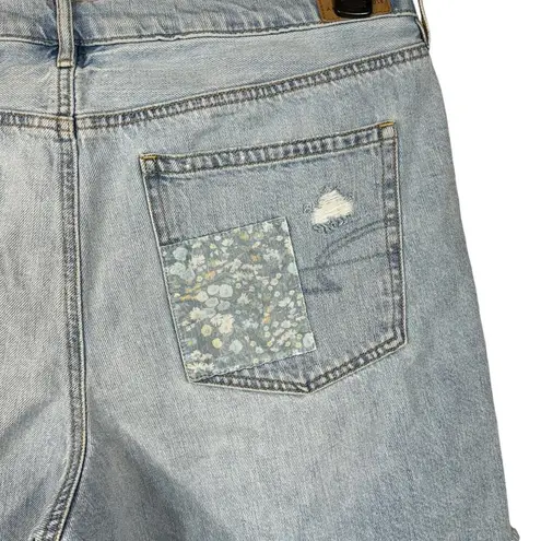American Eagle  SZ 18 - 90’s Boyfriend Jean Shorts Distressed Patches Frayed Hems