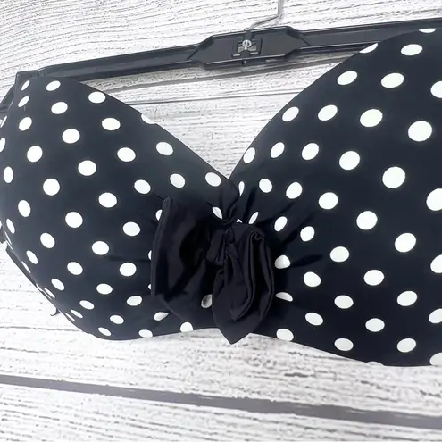 La Vie En Rose Black & White Polka Dot Retro Strapless Bikini Top Size Medium
