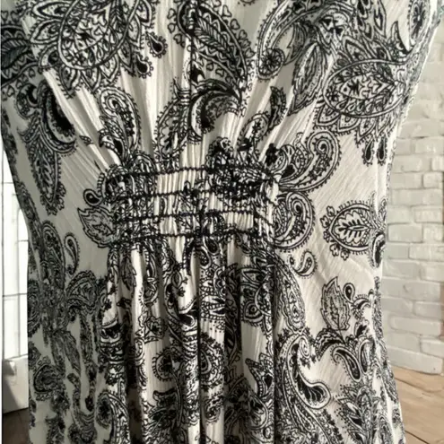 Vintage Havana Ivory Black Paisley Boho Spaghetti Strap Dress Size Small NWT
