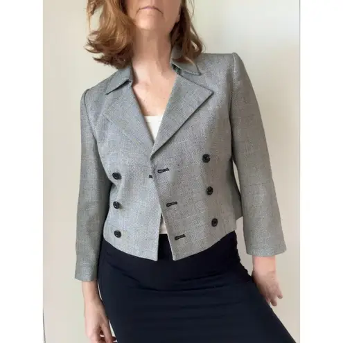 Vintage 90s Cropped Blazer Structured Minimalist Jacket Sharp Shoulders SZ 2P Black