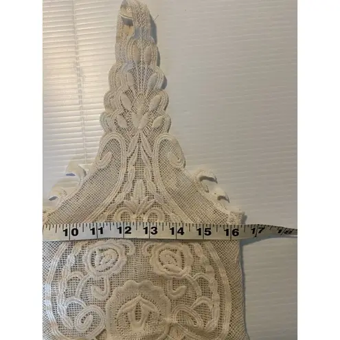 Clover + Scout Lace Crop Top Fringe Hem Tank Size XS Ivory Festival Boho Western