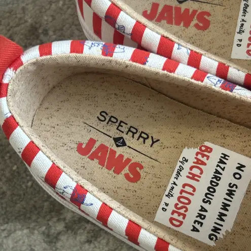 Sperry  x Jaws Shoes Womens 6 Crest Vibe Red White Striped Slip On Sneakers