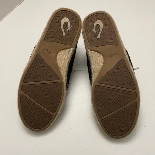 Olukai Kaula Pa‘a Lī Shoes Canvas Lace-Up Espadrilles Sneaker Slip Ons Black