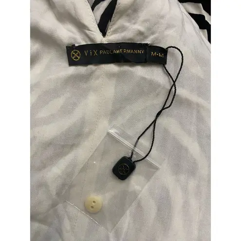 ViX Paula Hermanny Fiorella Black Nora Mini Romper Zebra Print NWOT Size M Size M