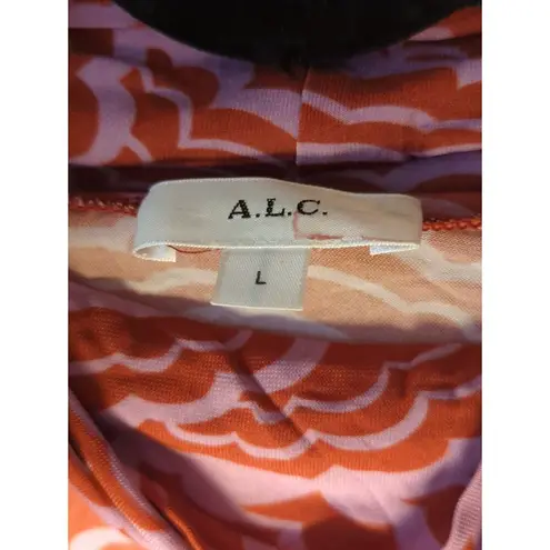 ALC Frank RTR A.L.C James Red Pink Print Turtleneck Long Sleeve Top Size Large pullover