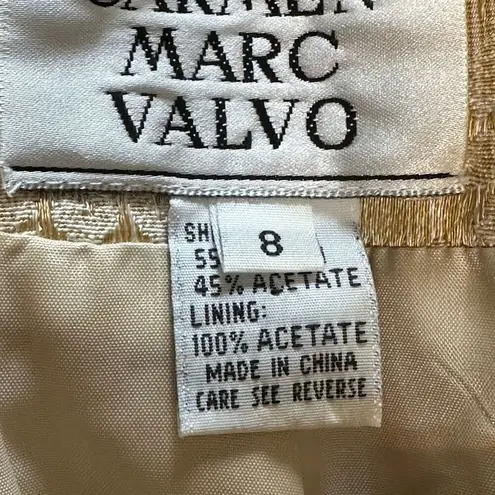 Carmen Marc Valvo Cache Gold Jacquard Jacket Evening Formal Long Sleeve Sz 8