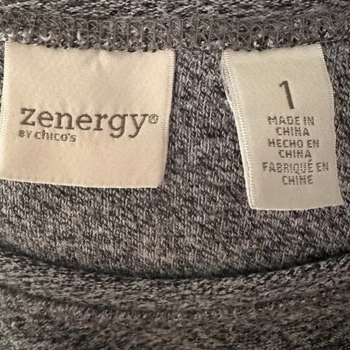 Chico's 1 Zenergy Sweatshirt Womens Size Medium Pull Over Winter Cozy Tunic Top Gray