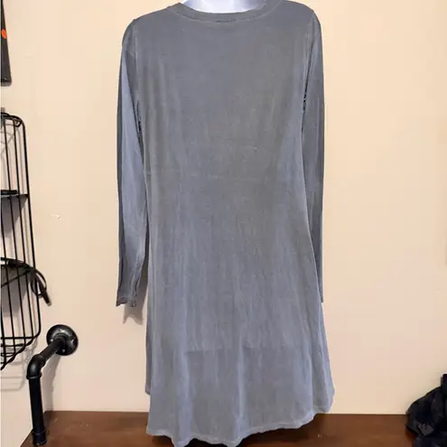 Vocal Gray Long Sleeve Top studded boho-chic flowy long casual tunic top S