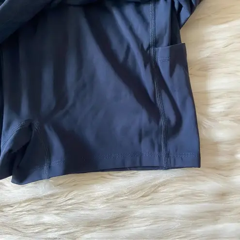 Halara Navy Blue High Waisted Ruched Slim Bodycon Side Pocket Mini Skirt Sz XS