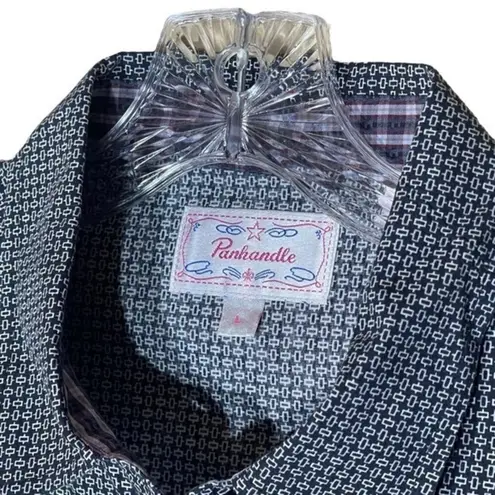 Panhandle Long Sleeve Button Up Western Shirt Black White Large