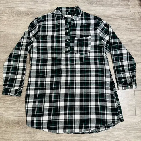 Latuza Woman L Green Blue Blackwatch Plaid Flannel Nightgowns Short Length Sleep Black Size L