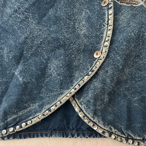 Vintage 90s Pret Acid Wash Denim Button Up Shirt Blue Size L