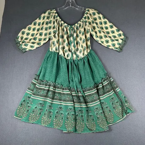 Karma Highway Womens One Size Green Printed Pullover Lightweight Boho Dress