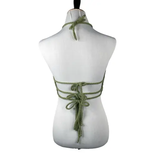 Handmade Knit Crop Top Green Size Medium