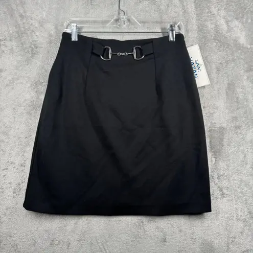 Isaac Hazan Skirt Size 6 Black Mini Silver Buckle Preppy Mod Indie Sleaze Y2K