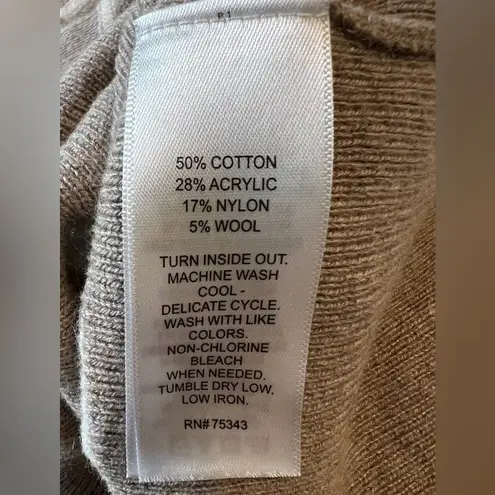 Ruby Moon Anthropologie Tan/White Cowl Neck Oversized Tunic Sweater M