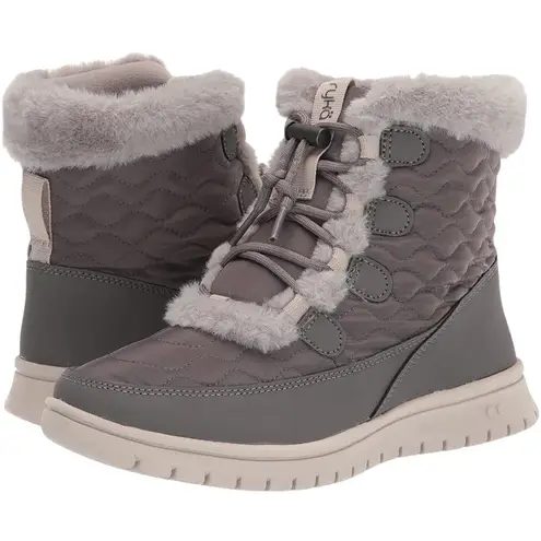 Ryka Snow Bound Boots Women’s 9 Gray Water Repellent Faux Fur Lace Winter NEW