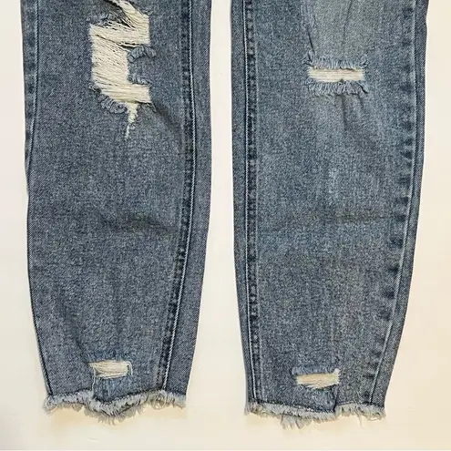 Tinseltown Hi Rise The Mom Jean Distressed Light Wash Raw Hem Jeans Size 13