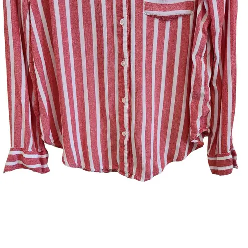 Abound  Urban Outfitters Striped Coral Pink Button Up Long Sleeve Shirt Top Small