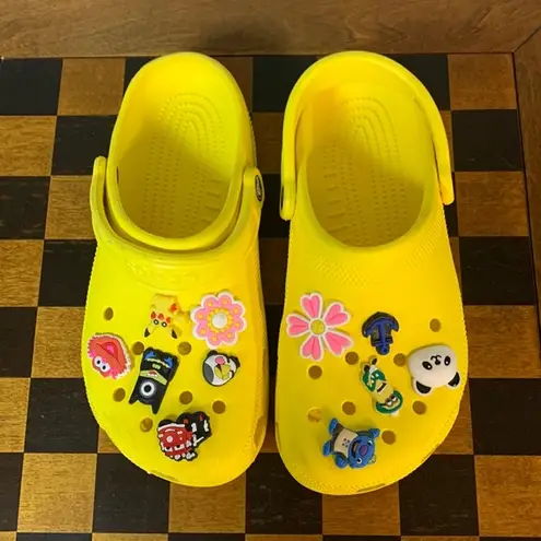 Crocs  Yellow Classic Clogs with Charms Size M7/W9