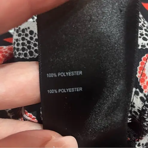 Whistles Red Black Cherry Apple Print Long Sleeve Collarless Blouse US Size 8