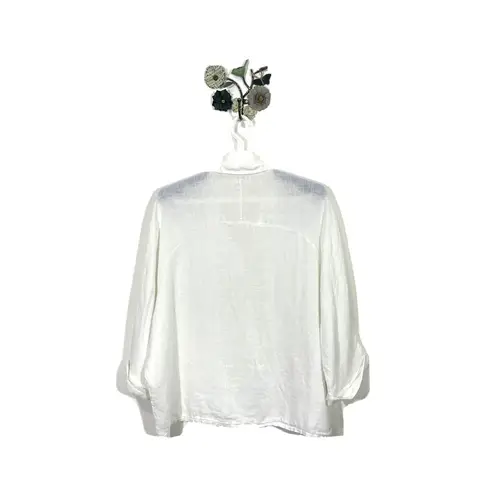 Tempo Paris Linen Top Made in Italy Dolman Sleeve Oversized White Size Large