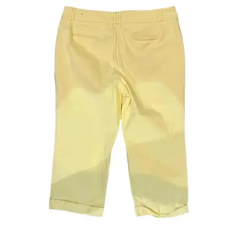 Larry Levine Women's Yellow Stretch Cuffed Hem Capri Chino Pants Size 12