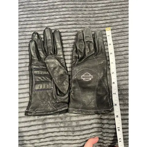 Harley Davidson women’s leather gloves black pink logo riding gear M