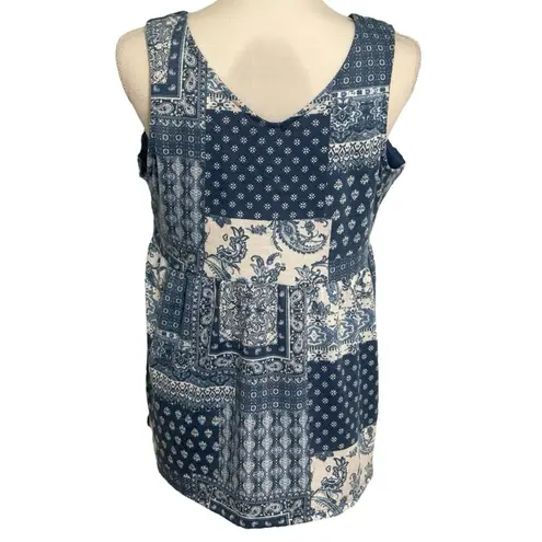 Absolutely Famous Boutique Blue/White Paisley Print Sleeveless Top NWT