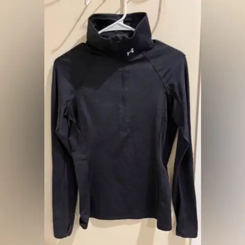 Under Armour  Size Medium Black Quarter Zip Mock Neck Long Sleeve Athletic