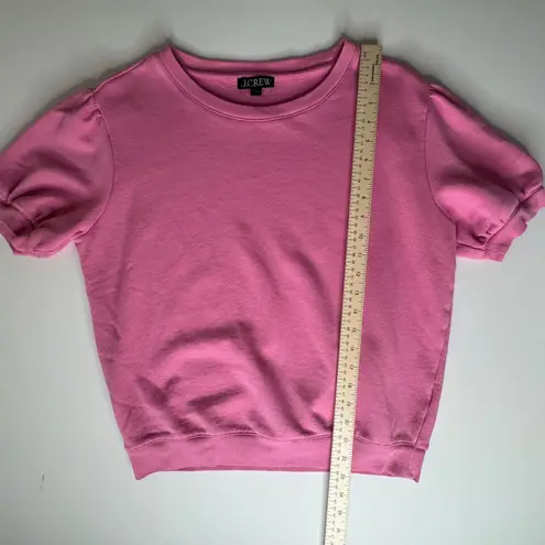 J Crew Terry Puff Sleeve Sweatshirt Small Pink Short Sleeve Crew Neck Pullover Pink