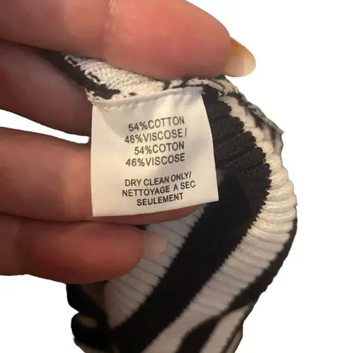 Trina Turk  Womens S Quill Ruffle Tank Sweater Black White Stripe Preppy Nautical