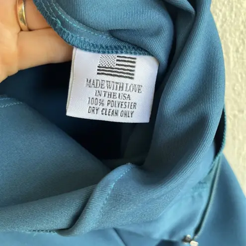 Camilyn Beth Stretch Twill Crepe Wide Leg Pants in Teal Blue Size M