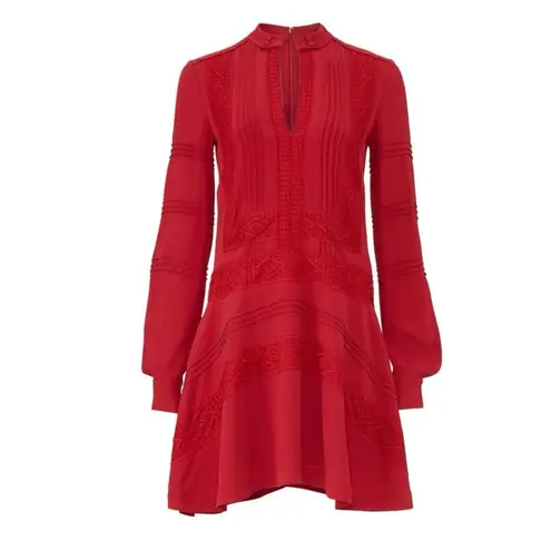 Derek lam 10 Crosby billowy tent dress lace crocheted lace detail size 10 red