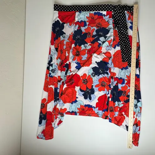 Westport Woman Floral Polka Dot Midi Skirt Size 2X Tie Waist Bloomcore Stretch