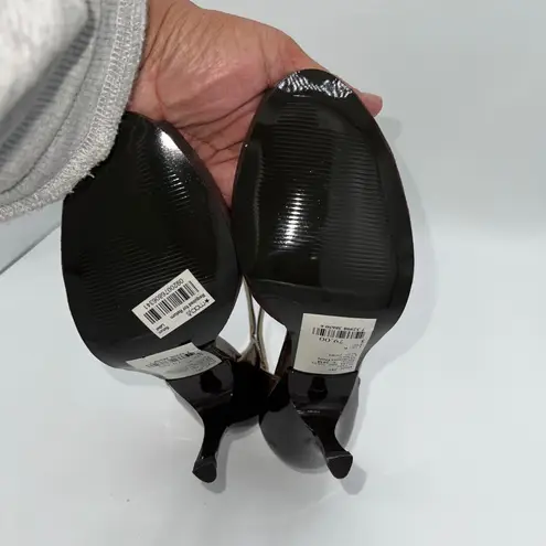 NWT Alfani Adara Umber Brown Suede Open Toe Heels Bronze Accents Ankle Strap 6