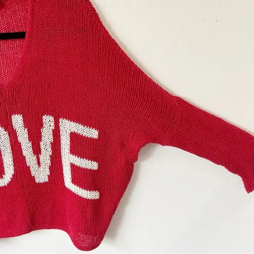 Wooden Ships  Red Love Oversized Crop Knit Sweater  Sz XS/S