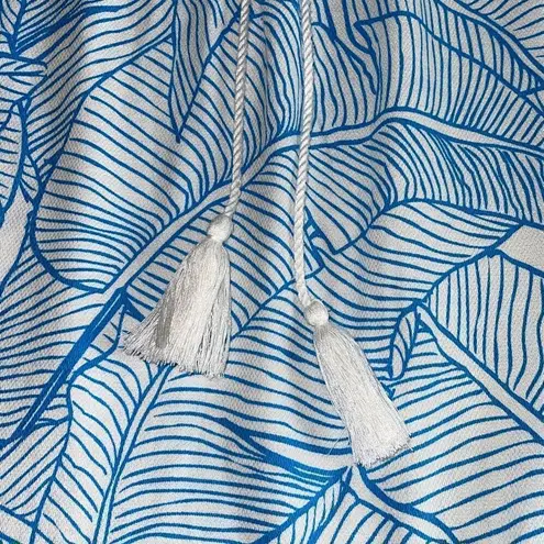 Charlie Holiday Womens Swim Cover Up Long Sleeve Tassel Hooded Blue Size 6