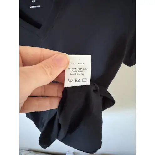 Universal Standard V-Neck Short Sleeve T-Shirt Black Size 00-0