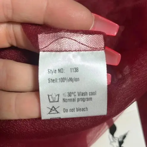 Alisa Pan Burgundy Tulle Flowy Fairycore Skirt Sheer Knee Length Plus Size Size 14