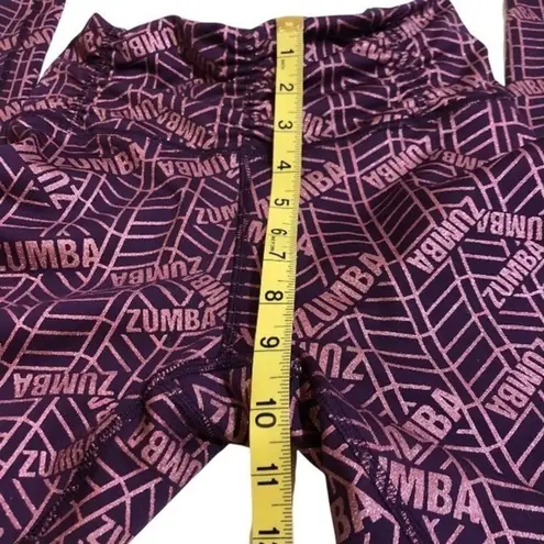 Zumba NWT Plum Purple Glitter Ruched Leggings New