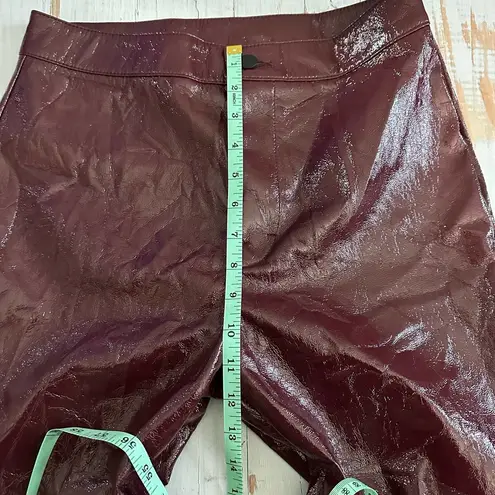 LNA Faux Leather Patent Crinkle Pants Size Large Wine