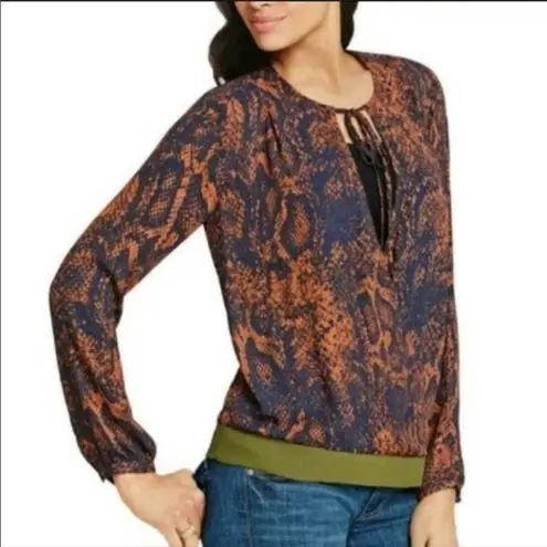 CAbi  Border Wrap Snake Skin Print Navy-Rust