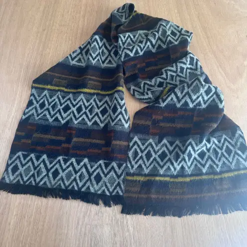 None Women’s Boho Geometric Scarf Fringe Wrap Navy Gray Mustard Brown Soft Winter