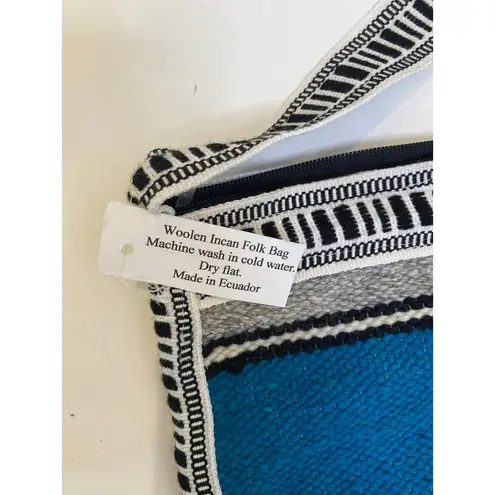 Woolen Incan Folk Bag Made in Ecuador NWT Zipper Double Side Woven Crossbody Bag Blue